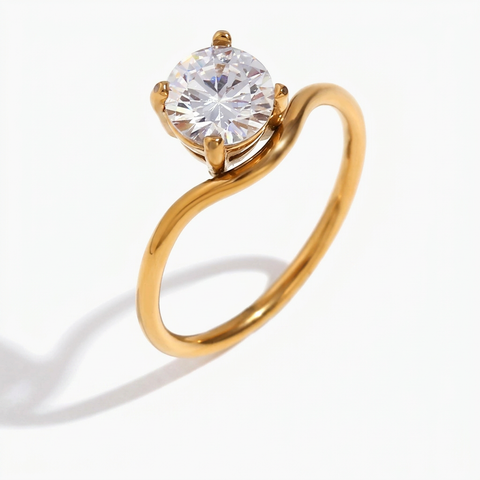 Radiant Gold Cubic Zirconia Ring
