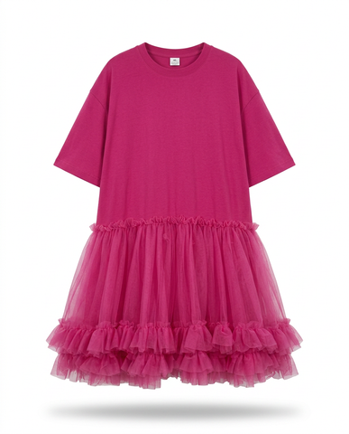 Radiant Mesh Ruffle Mini Dress