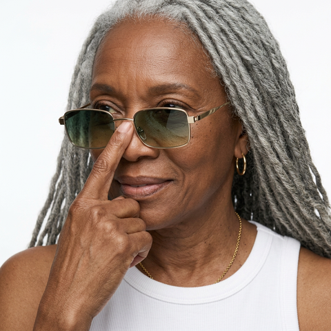 Daring Gold Rectangle Sunglasses