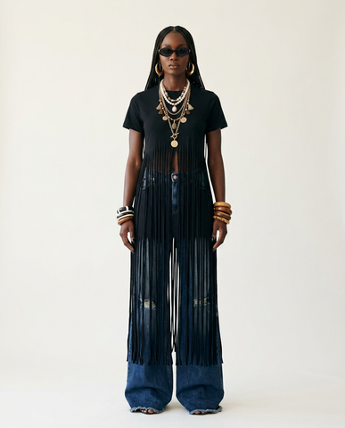 Final Sale Fringe Cotton T-Shirt