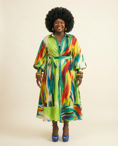 Spirited Adire Wrap Midi Dress