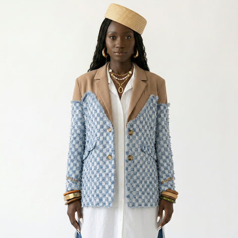 Audacious Spliced Raw Edge Blazer