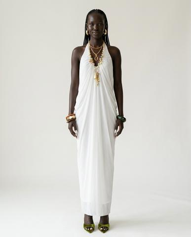 Divine Pleated Halter Maxi Dress