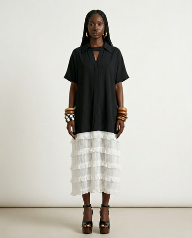 Liberated Tiered Contrast Maxi Dress