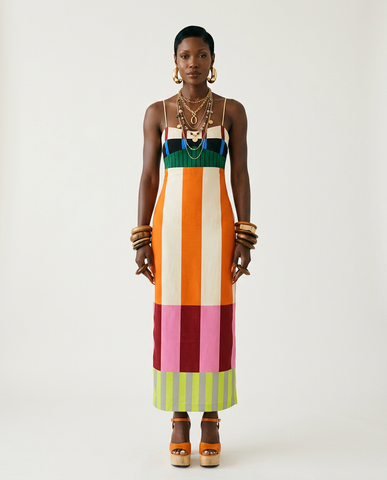 Vibrant Striped Bodycon Maxi Dress