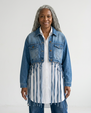 Bold Woven Tassel Denim Jacket