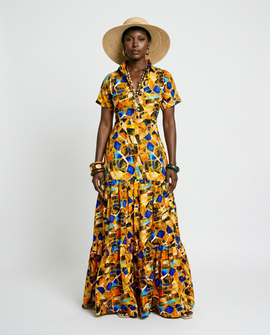 Confident African Ankara Tiered Maxi Dress