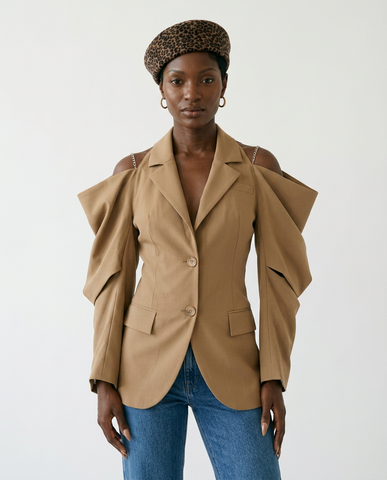 Audacious Off-Shoulder Chain Blazer