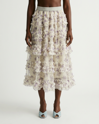Divine Floral Mesh Tiered Skirt