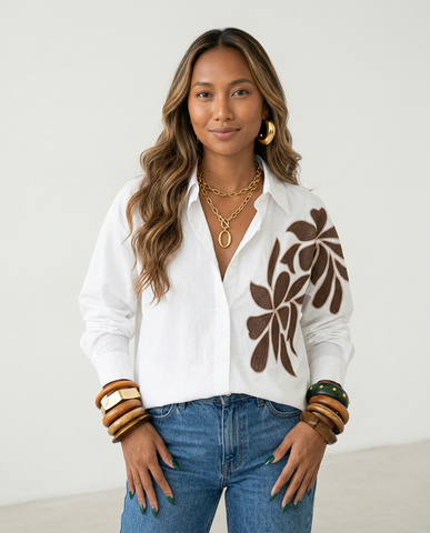 Worthy Embroidered Floral Loose Blouse