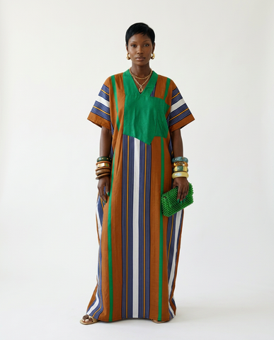 Sovereign Striped Aso Oke Maxi Dress