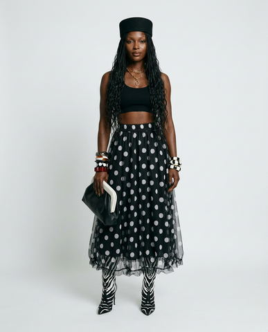 Confident Mesh Polka Dot Skirt
