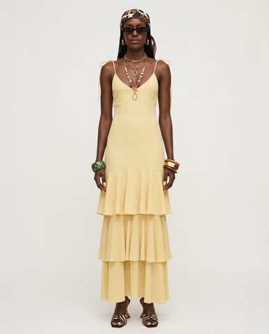 Radiant Tiered V-Neck Midi Dress