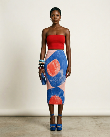 Vibrant Pleated Printed Maxi Skirt