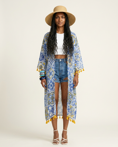Wanderlust Tassel Print Kaftan