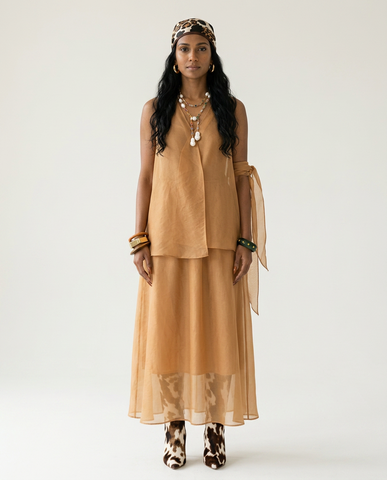 Liberated Sheer V-Neck Two-Piece Set