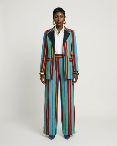 Audacious Striped Ankara Blazer Set