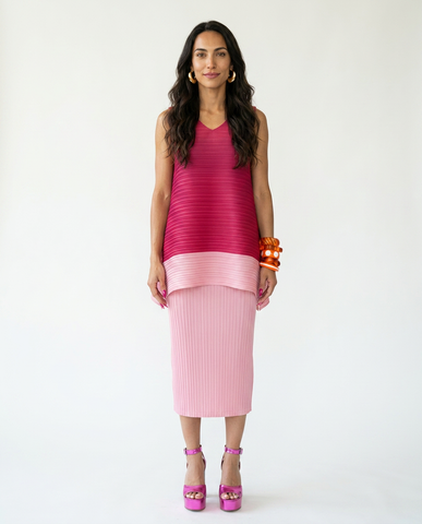 Worthy Pleated Contrast Knit T-shirt