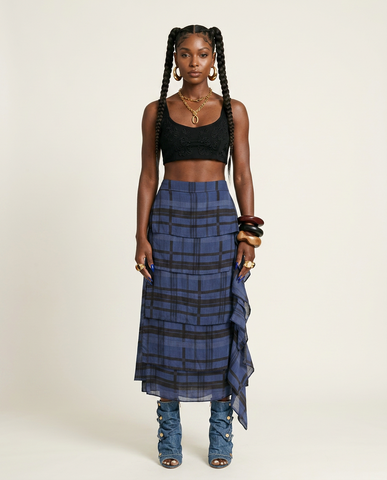 Wanderlust Plaid Layered Maxi Skirt