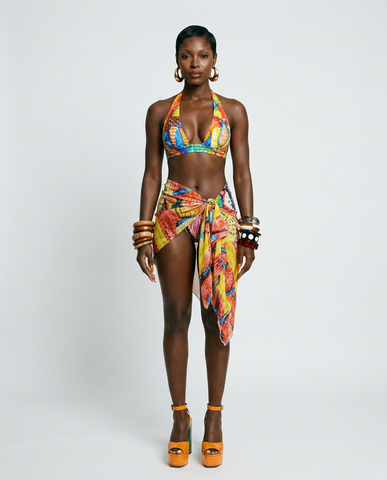 Vibrant Printed Tie-Front Bikini Set