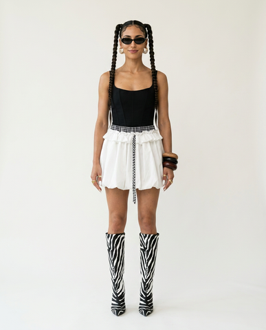 Free Spirit Ruffle Patchwork Mini Skirt