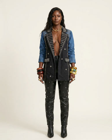 Mighty Studded Denim Blazer