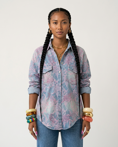 Wanderlust Embroidered Denim Blouse