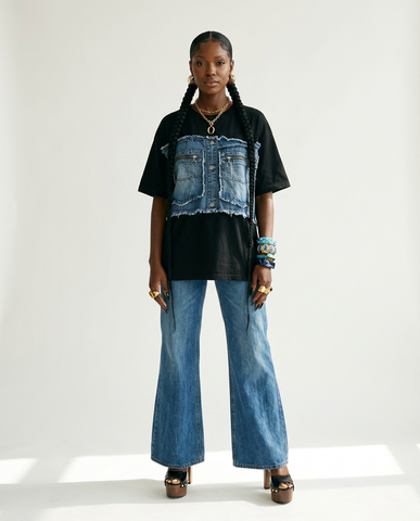 Audacious Patchwork Denim T-Shirt