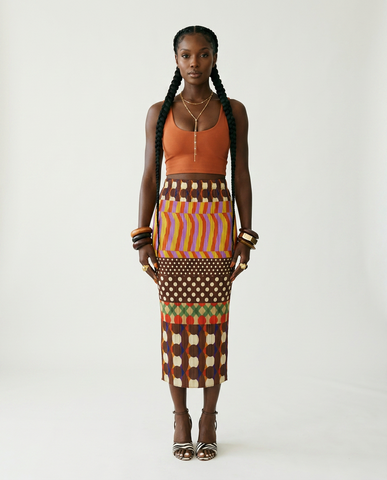 Final Sale Geometric Midi Skirt