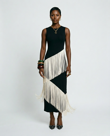 Free Spirit Tassel A-Line Maxi Dress