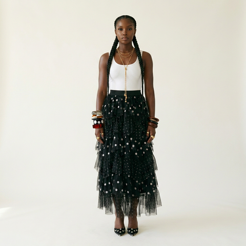 Limitless Polka Dot Mesh Skirt
