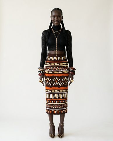 Wanderlust Pleated Print Midi Skirt