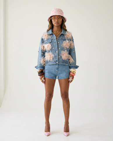 Audacious Floral Embellished Denim Jacket