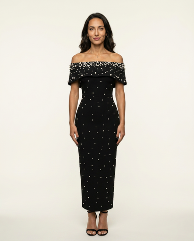 Pearl Off Shoulder Bandage Dress