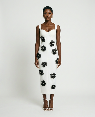 Ivory Rosette Midi Dress