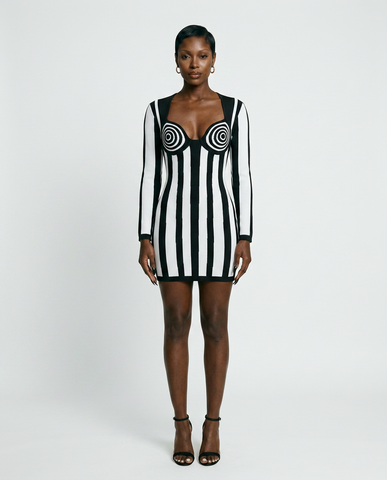 Black & White Stripe Mini Dress