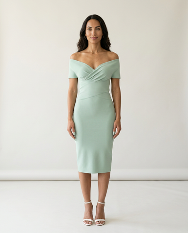 Blue Sky Off Shoulder Bandage Dress