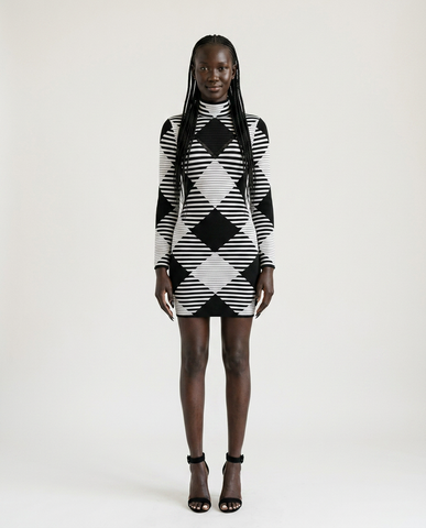 Noir Jacquard Bandage Dress