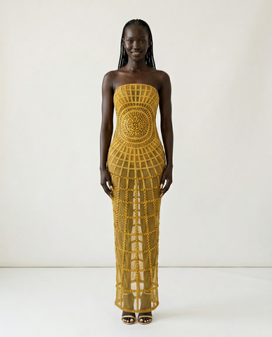 Black & Gold Sequin Maxi Dress