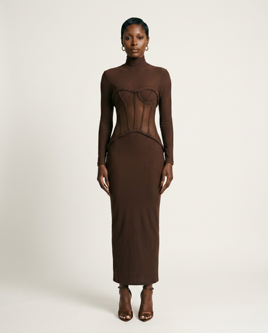 Espresso Mesh Maxi Dress