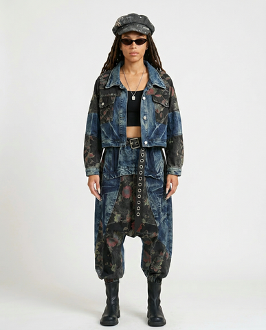 Untamed Floral Patchwork Denim Set