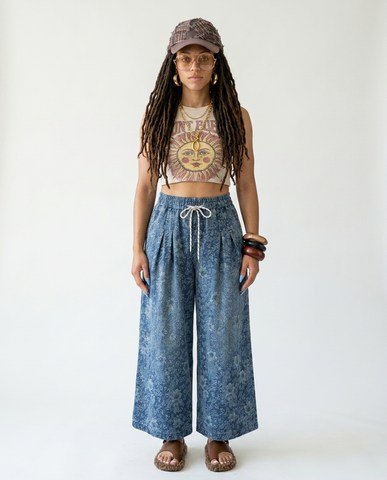 Boundless Printed Denim Wide Leg Jeans