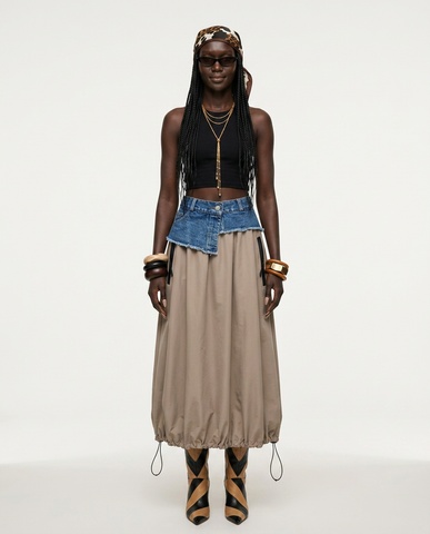 Adventurous Patchwork Denim Skirt