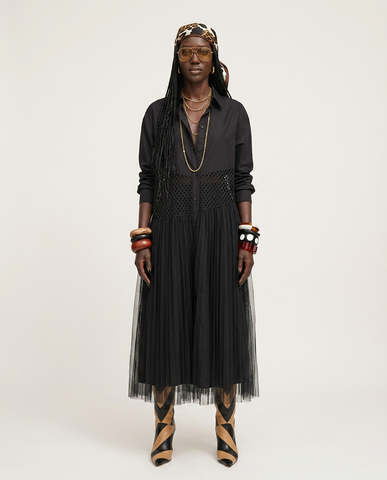 Audacious Mesh Patchwork Maxi Dress