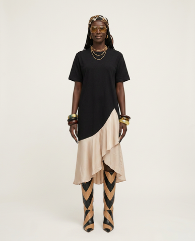 Grounded Cotton Patchwork Maxi Dress