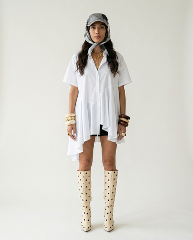 Sovereign Pleated Irregular Hem Blouse