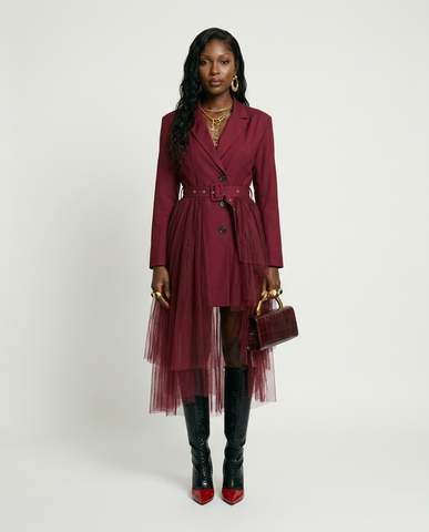 Bold Mesh Midi Blazer