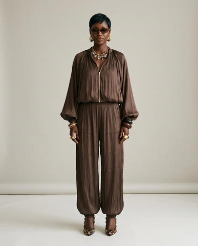 Earthy Pleated Loose Two-Piece Set
