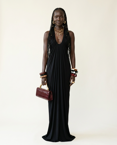 Confident Draped Halter Maxi Dress