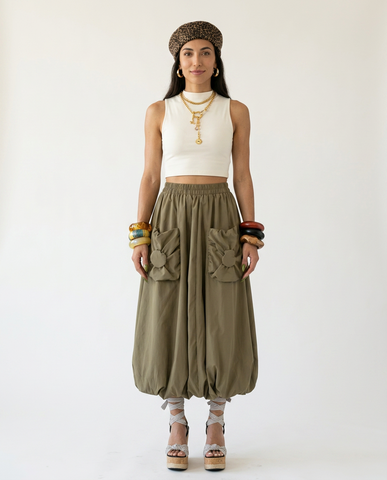Grounded Loose Pocket Puff Skirt
